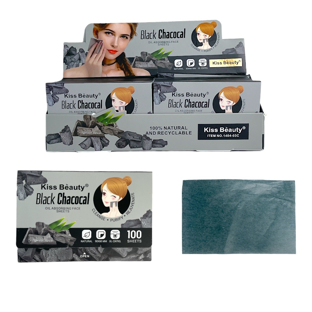Papelitos para la grasa Kiss Beauty Black Chacocal (1404-03C)