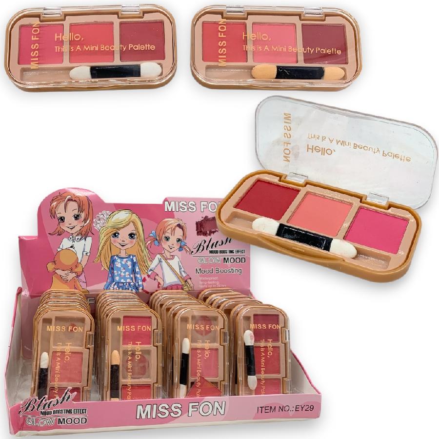 PALETA DE RUBOR X3 TONOS CON APLICADOR MISS FON (EY29)